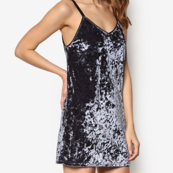 Topshop Women’s sz 4 Sexy Stretchy Black Crushed Velvet Mini Dress Sleeveless - Picture 2 of 13